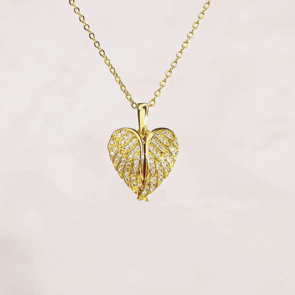 Custom Angel Wings Heart Photo Necklace