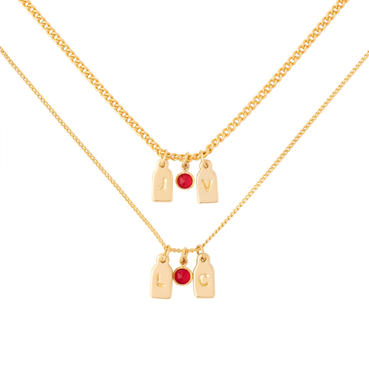 Initials & Anniversary Stone Necklace