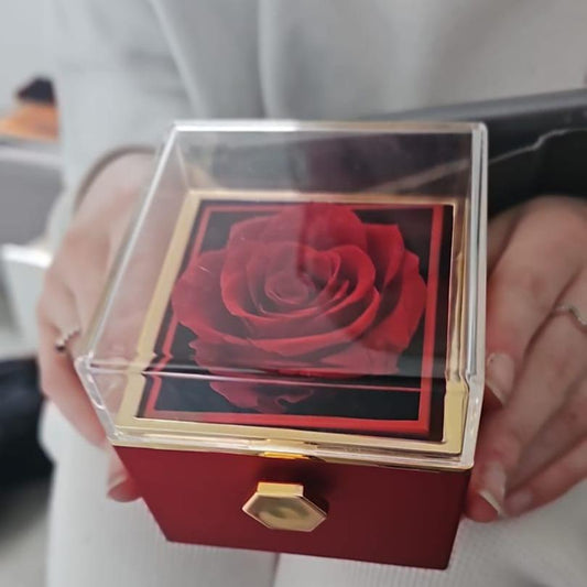 Eternal Rose Box with Engraved Necklace