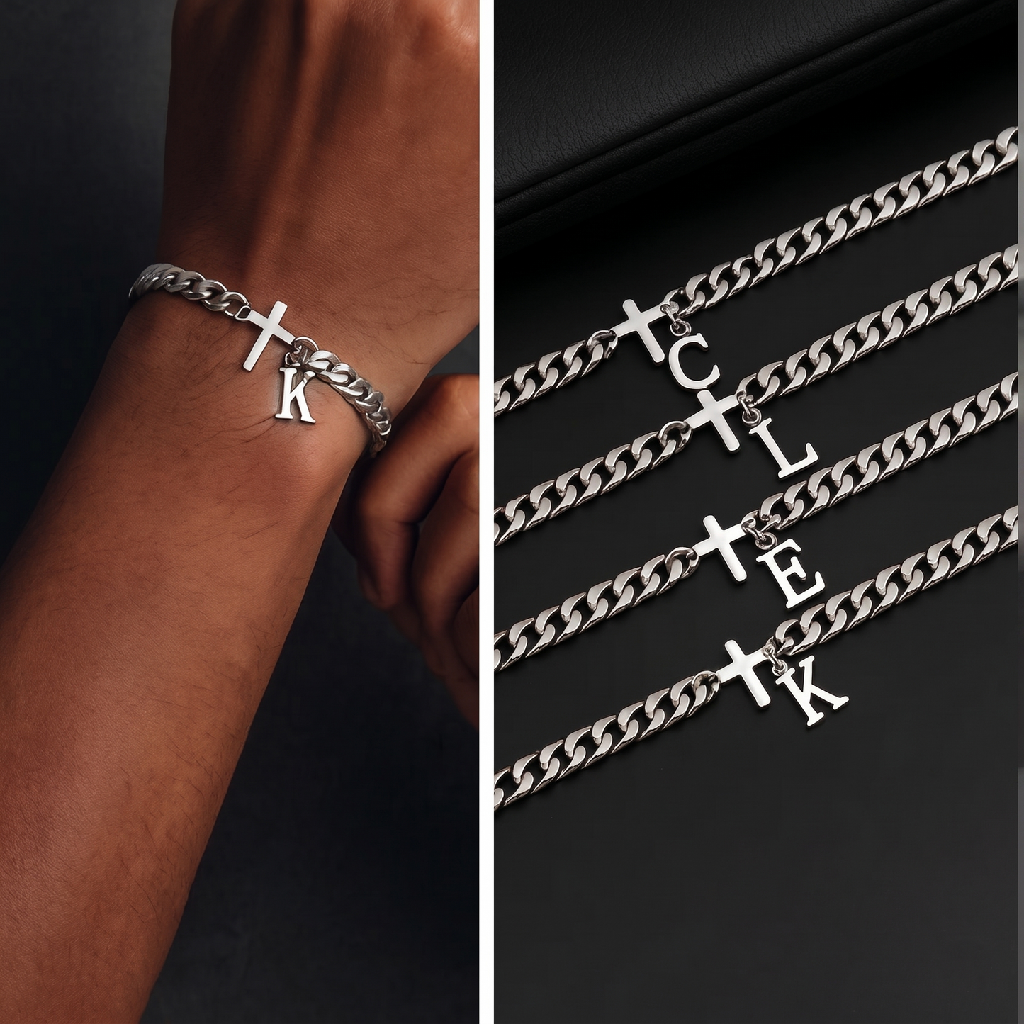 Nivora™ Initial & Cross Bracelet