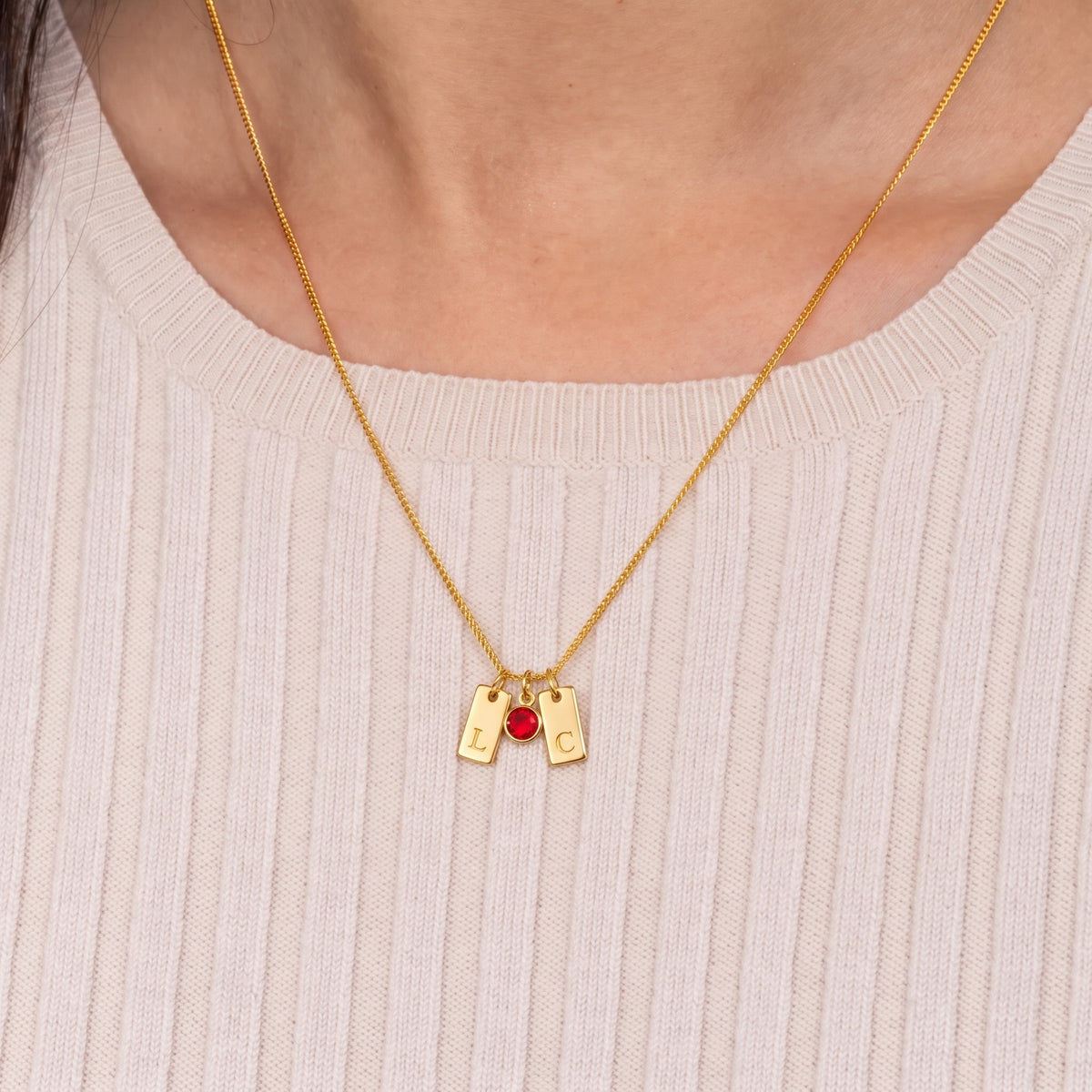 Initials & Anniversary Stone Necklace