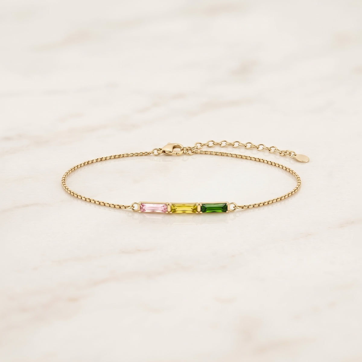 Dainty Baguette Birthstone Bracelet