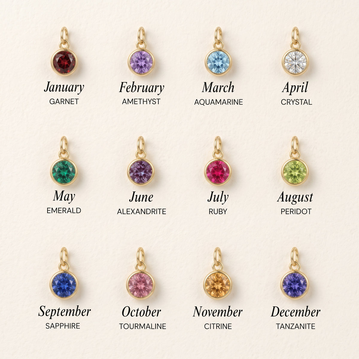 Birthstone Cross Charm Necklace