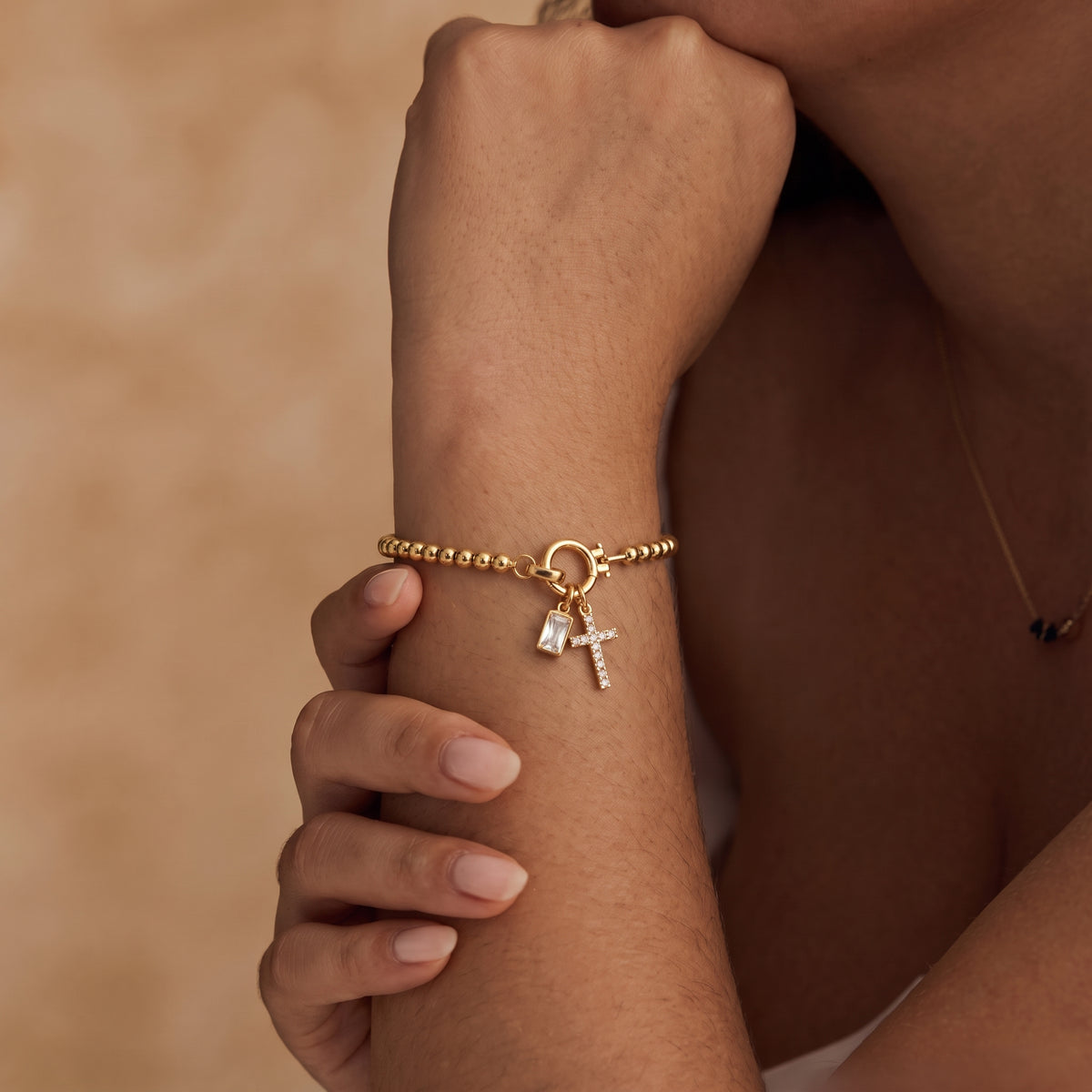 Birthstone Cross Charm Bracelet
