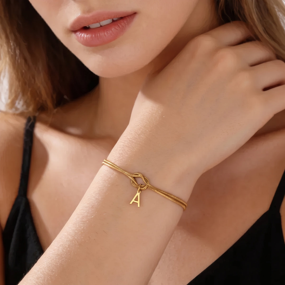 Forever Knot Initial Bracelet