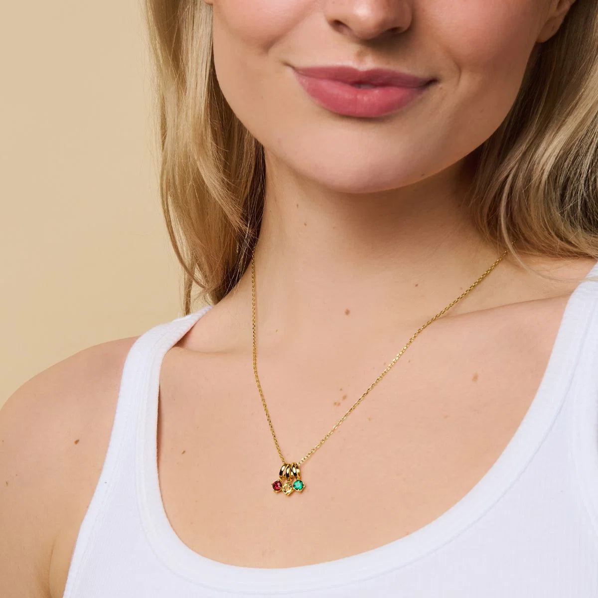 Radiant Birthstone Charm Necklace