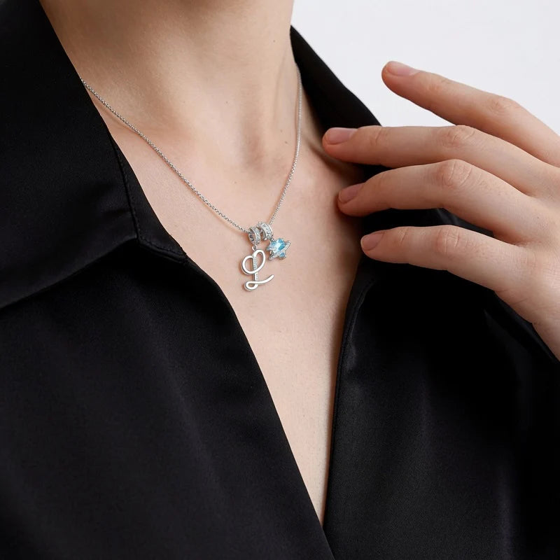 Heart Birthstone Necklace with Initial