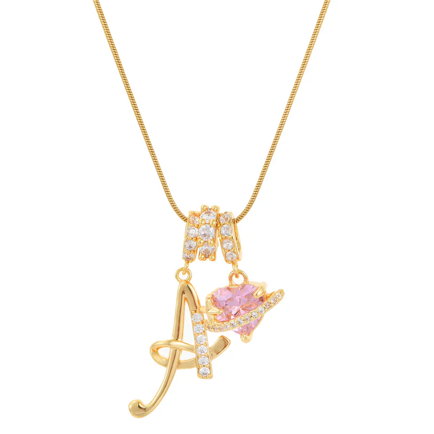 Heart Birthstone Necklace with Initial