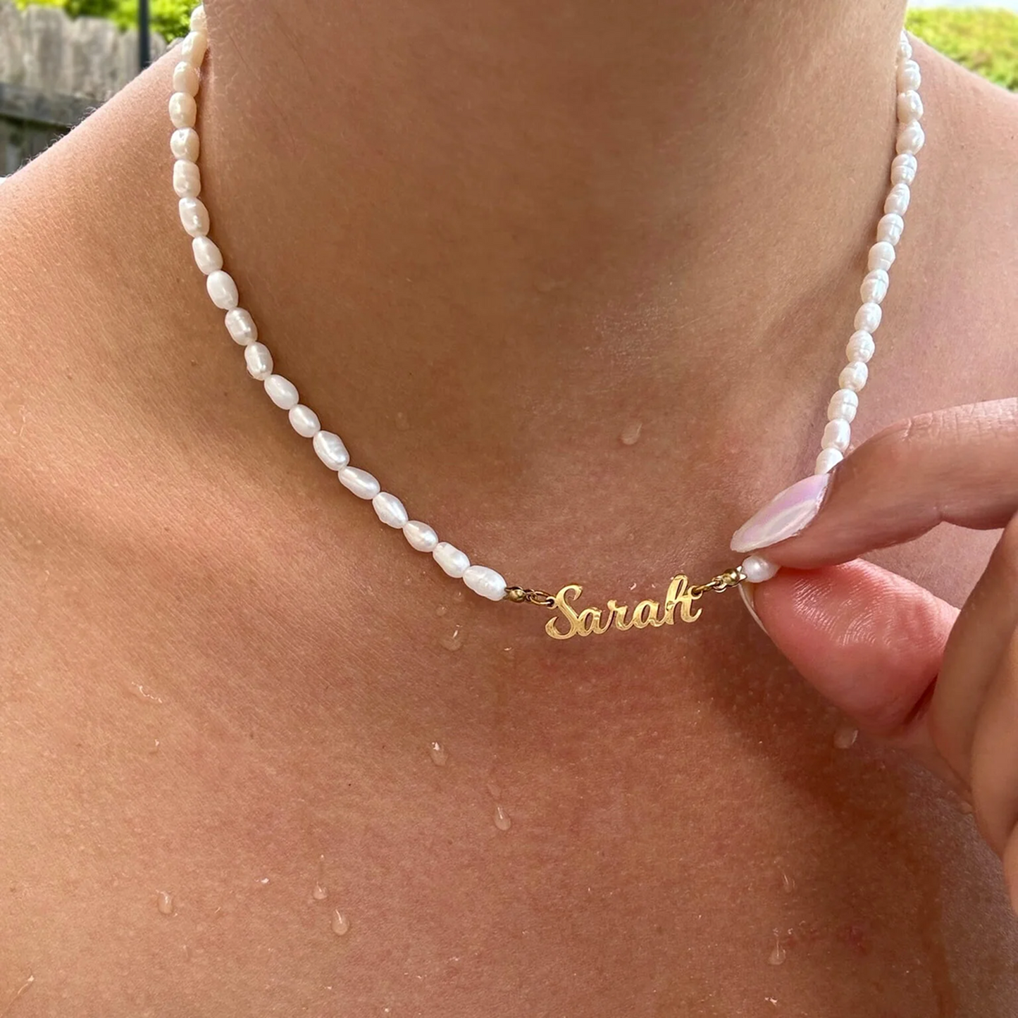 Custom Pearl Name Necklace