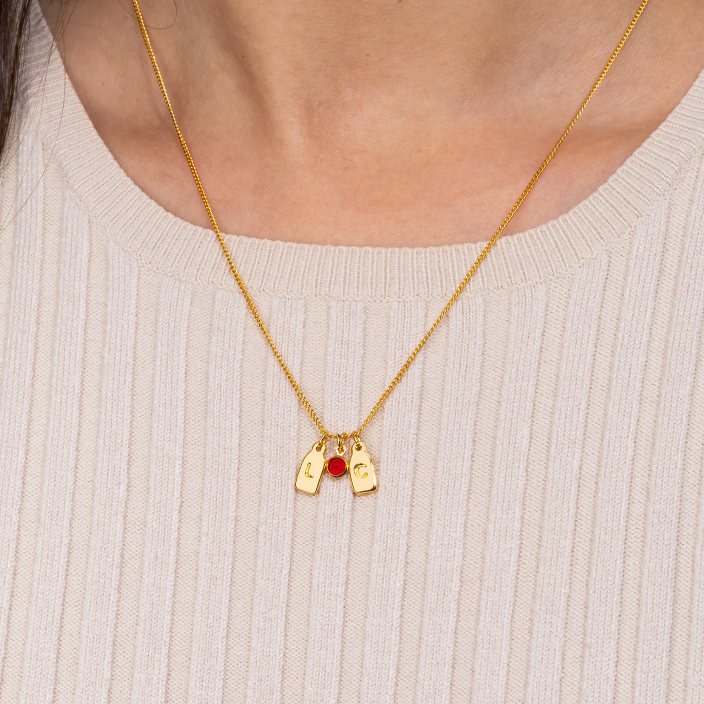 Initials & Anniversary Stone Necklace